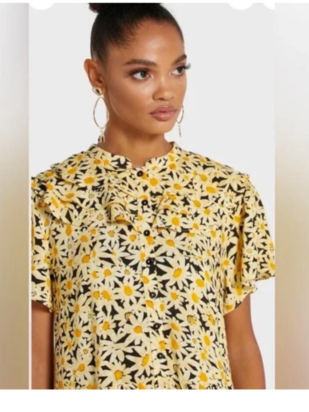 Yellow Daisy Floral Mini Shirt Dress Topshop Size 10, NWT - Picture 4 of 12